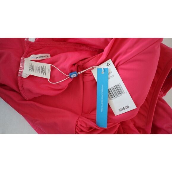 Blue Rod Beattie RBRU22209 Sz 12 Rose Red Ring Me Up Halter 1-Pc Swimsuit $125 - Picture 8 of 11